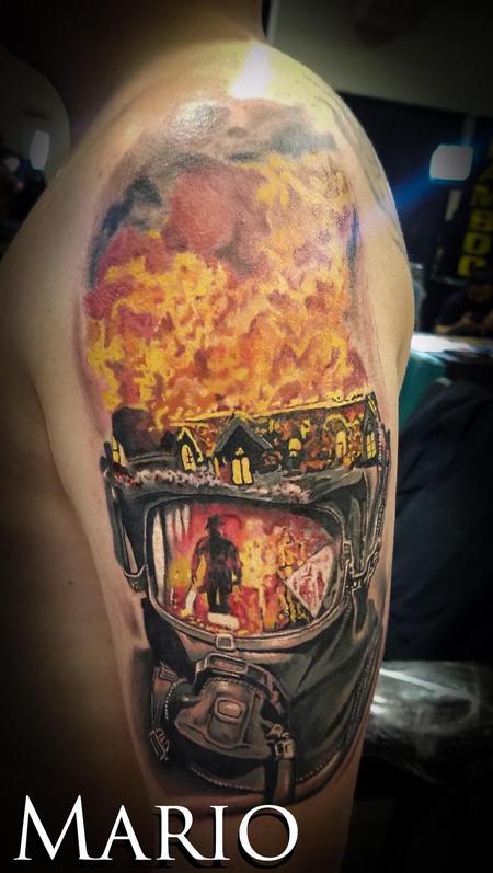 Tattoos - Fireman Mask and Fire - 137790